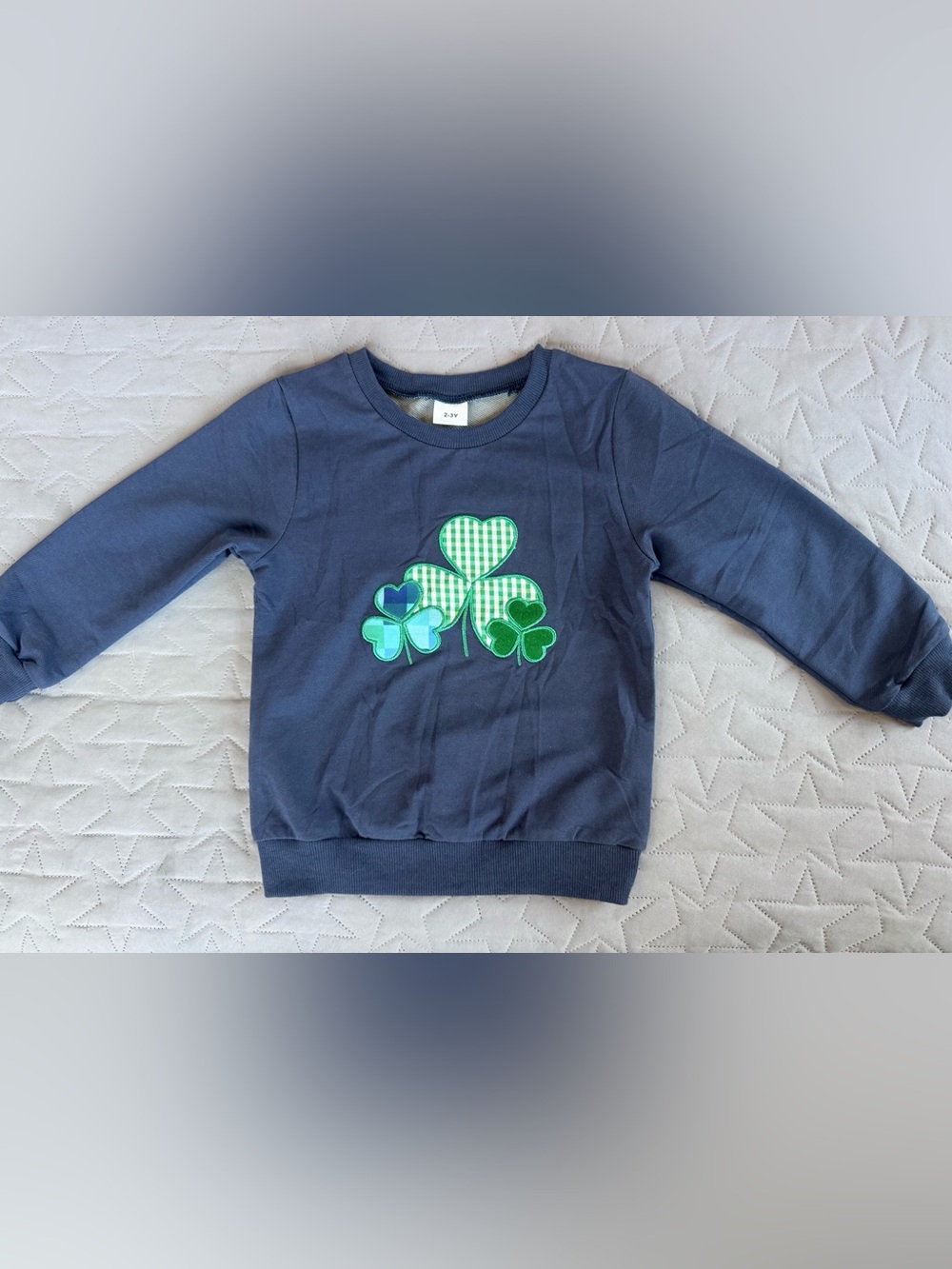 Kids Navy Blue Shamrock Appliqué Tee